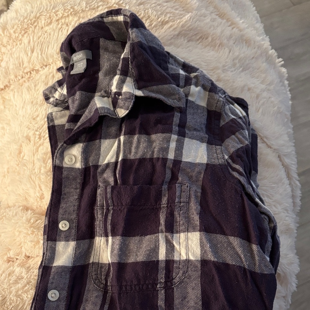 Aerie Purple and White Plaid Button Down Shirt